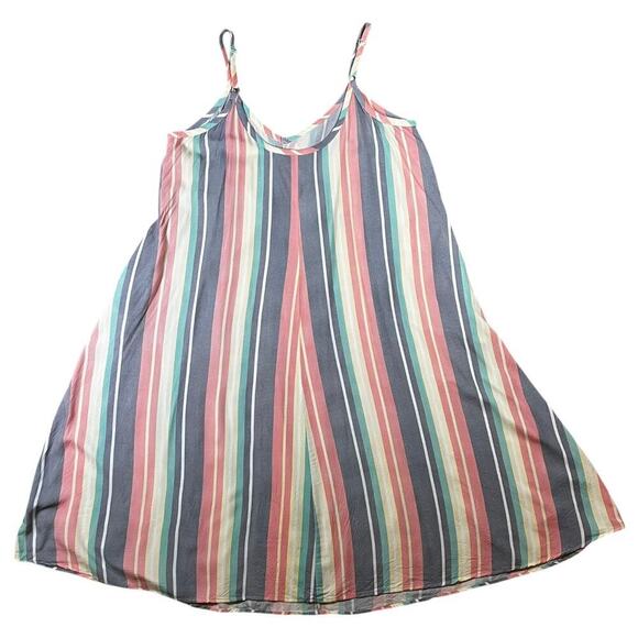 Torrid Midi Pastel Challis Striped Trapeze and Swing Dress Plus Size 2 2X 18/20 - Picture 6 of 8